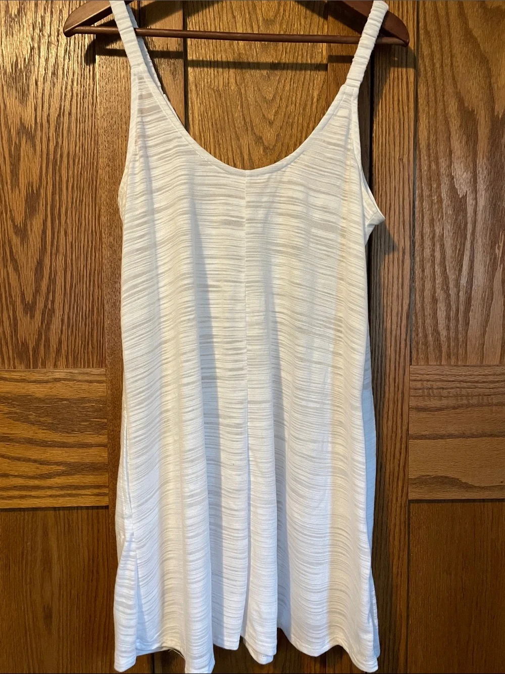 Wave Zone White Striped Scoop Neck Swim Coverup